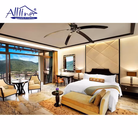 Juegos de dormitorio de madera de alta calidad Muebles de hotel comerciales modernos por encargo