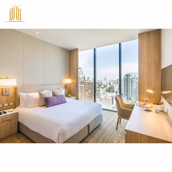 Juego de muebles de habitación de hotel moderno hecho a medida Fabricante de camas con cabecero Fábrica china Proveedores de muebles de dormitorio de 5 estrellas Empresa